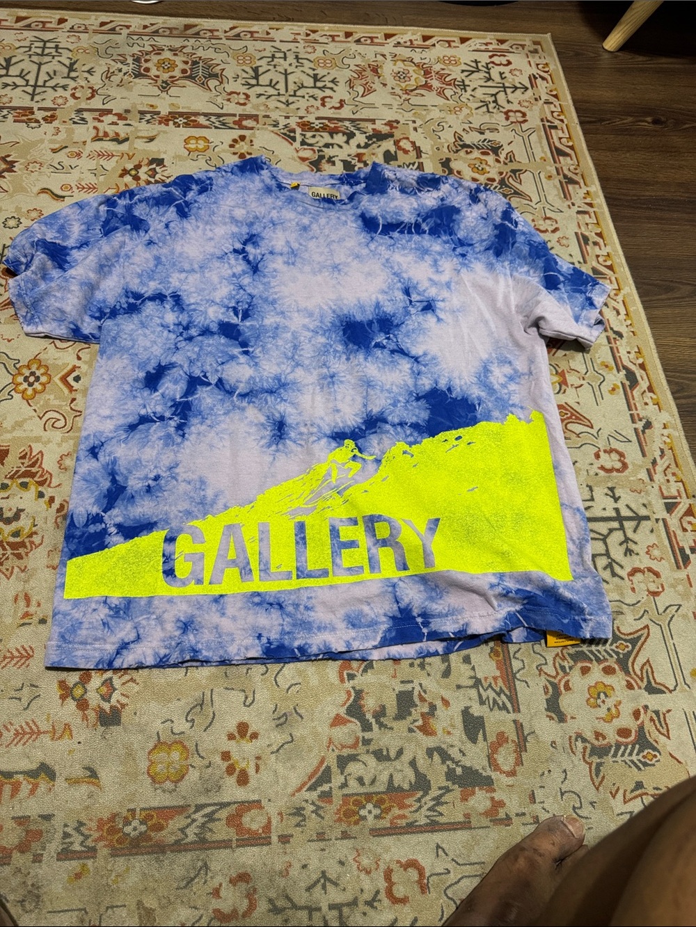 Gallery Kids Tie-Dye Tee in Blue and Neon Yellow Graphic